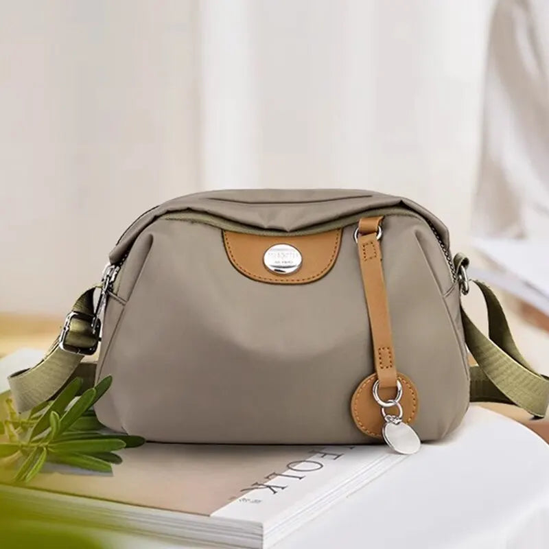 Women’s Waterproof Nylon Crossbody Bag – Large Capacity Casual Solid Color Messenger Shoulder Bag