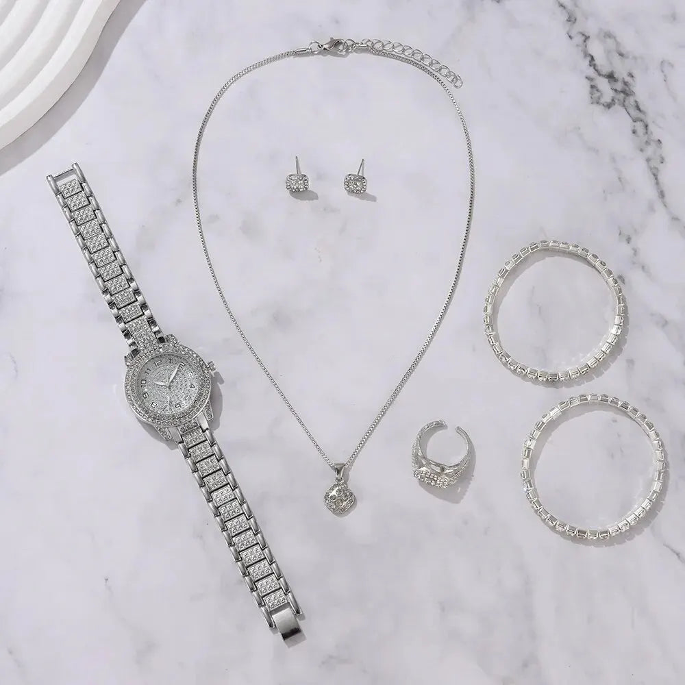 6PCS Luxury Crystal Women Watch Set