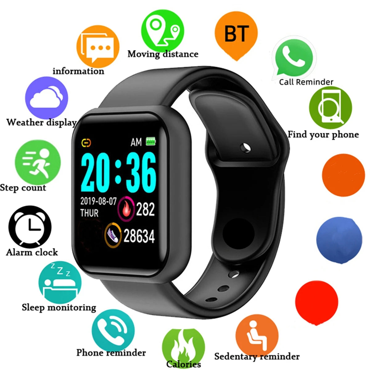 Smartwatch Fitness Tracker for Men & Women Android iOS Bluetooth Watch