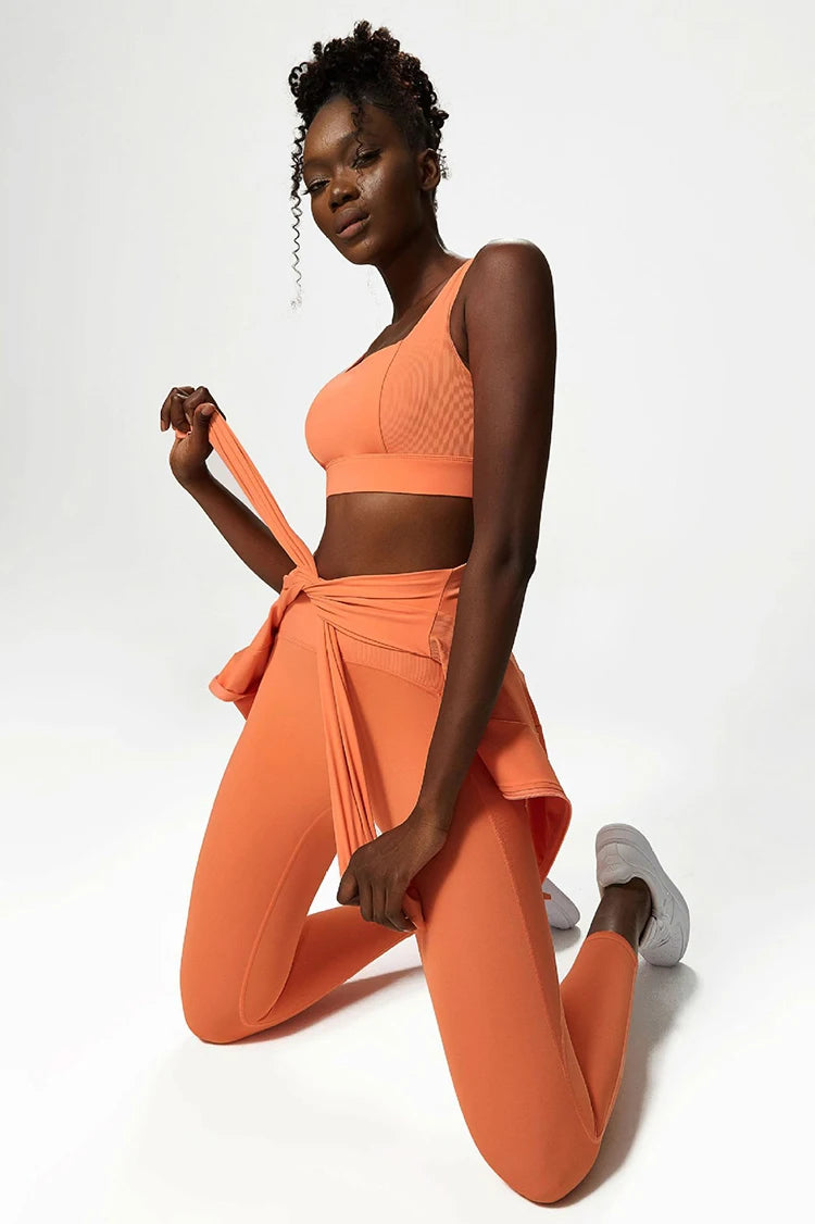3Pcs Fitness Yoga Set Women Workout Athletic Clothing Long Sleeve Shirt Gym Bras High Waist Leggings Tights-Fitting Sportswear