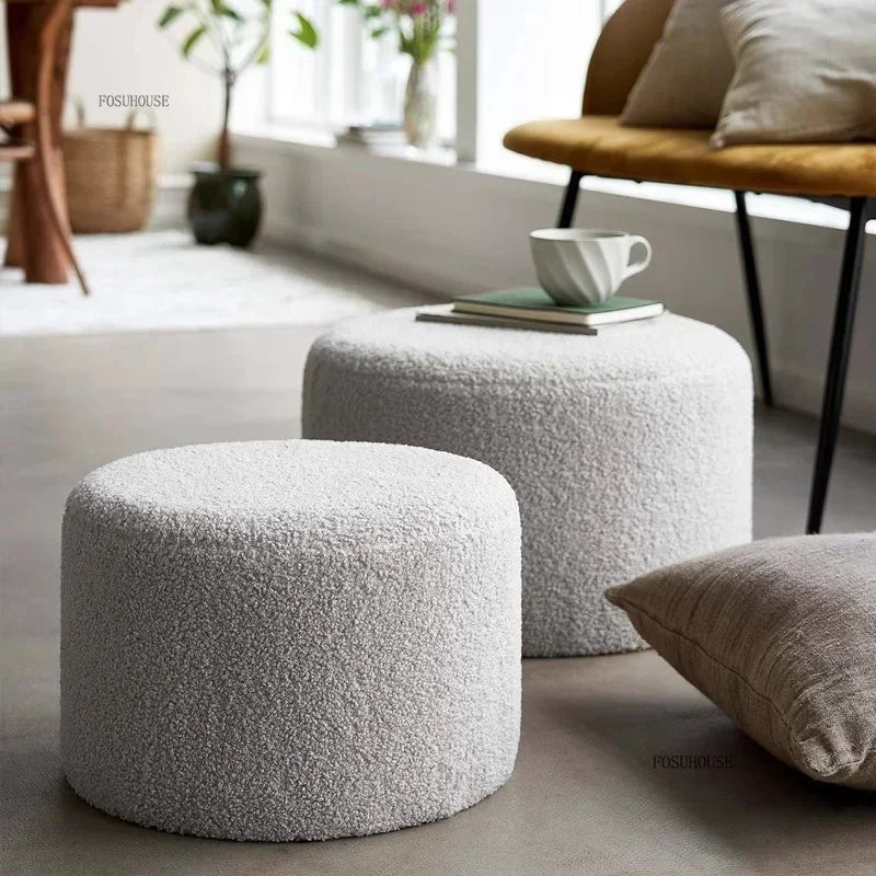 Modern Living Room Furniture Minimalist Shoe Changing Stool Nordic Lambswool Footrest Leisure Ottomans Designer Hallway Ottoman