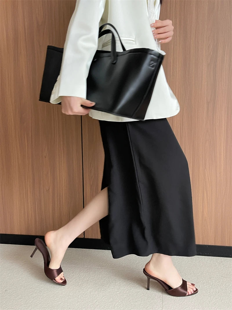 Ladies Slippers Low Heels Woman Summer Sandals Brown High Heels Designer Shoes New Arriavl Plus Size 43 Fashion Slippers Femmes