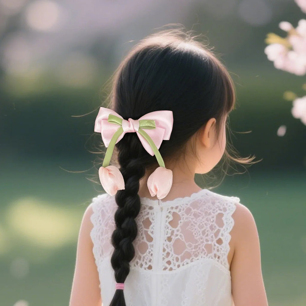 New Korean Tulip Flower Bow Hairpin Sweet Cute Headwear Girls Kids Women Hair Accessories