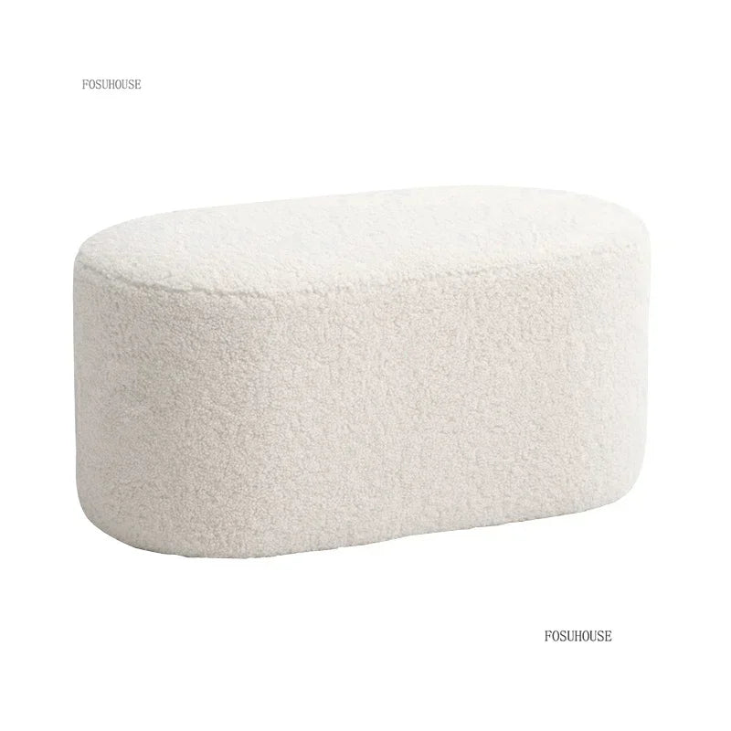 Modern Living Room Furniture Minimalist Shoe Changing Stool Nordic Lambswool Footrest Leisure Ottomans Designer Hallway Ottoman