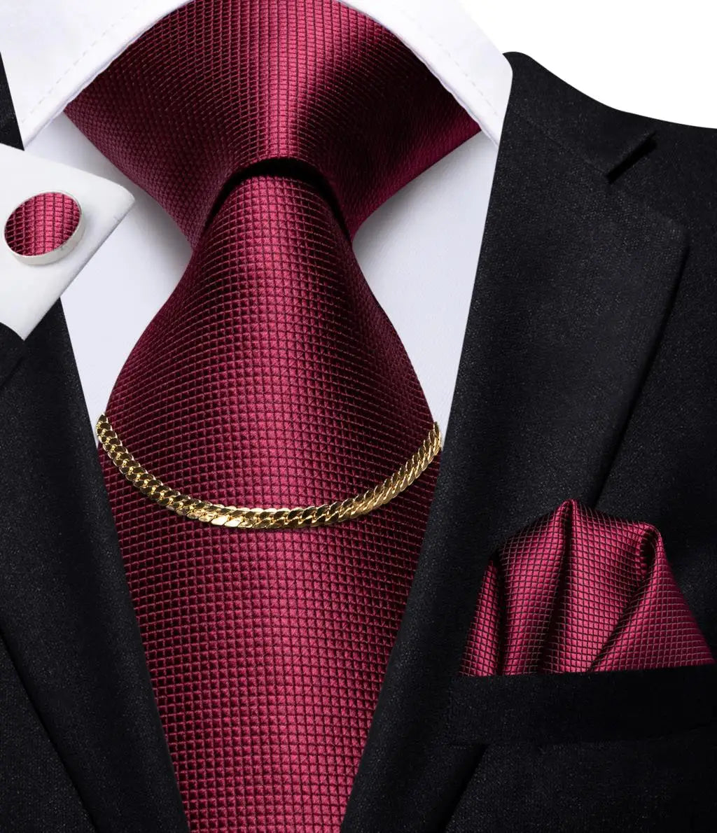Men’s Black Plaid Silk Tie Set