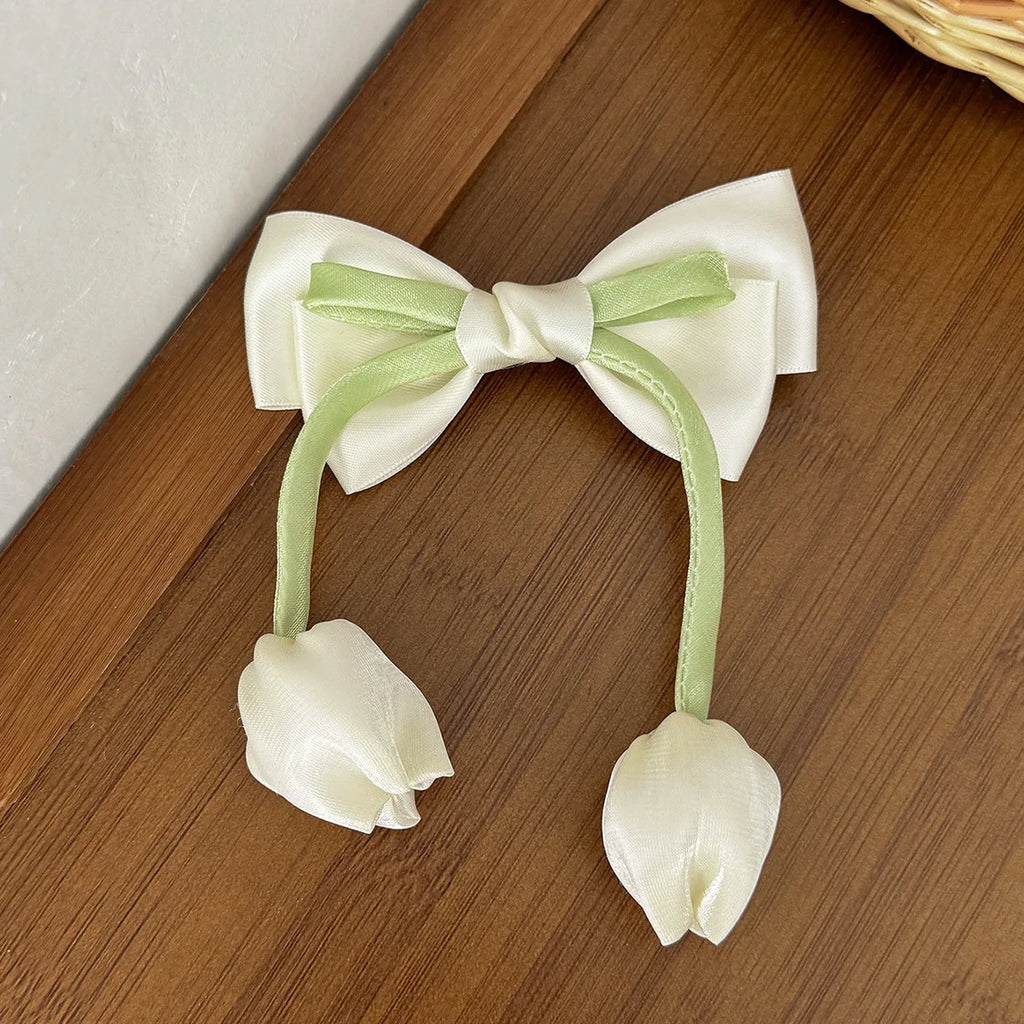 New Korean Tulip Flower Bow Hairpin Sweet Cute Headwear Girls Kids Women Hair Accessories