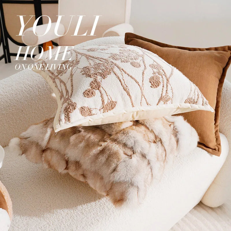 French Antique Nordic Brown Luxury Pillow Covers For Sofa Bed Cushion Elegant Home Decor High-End Soft Vintage Style