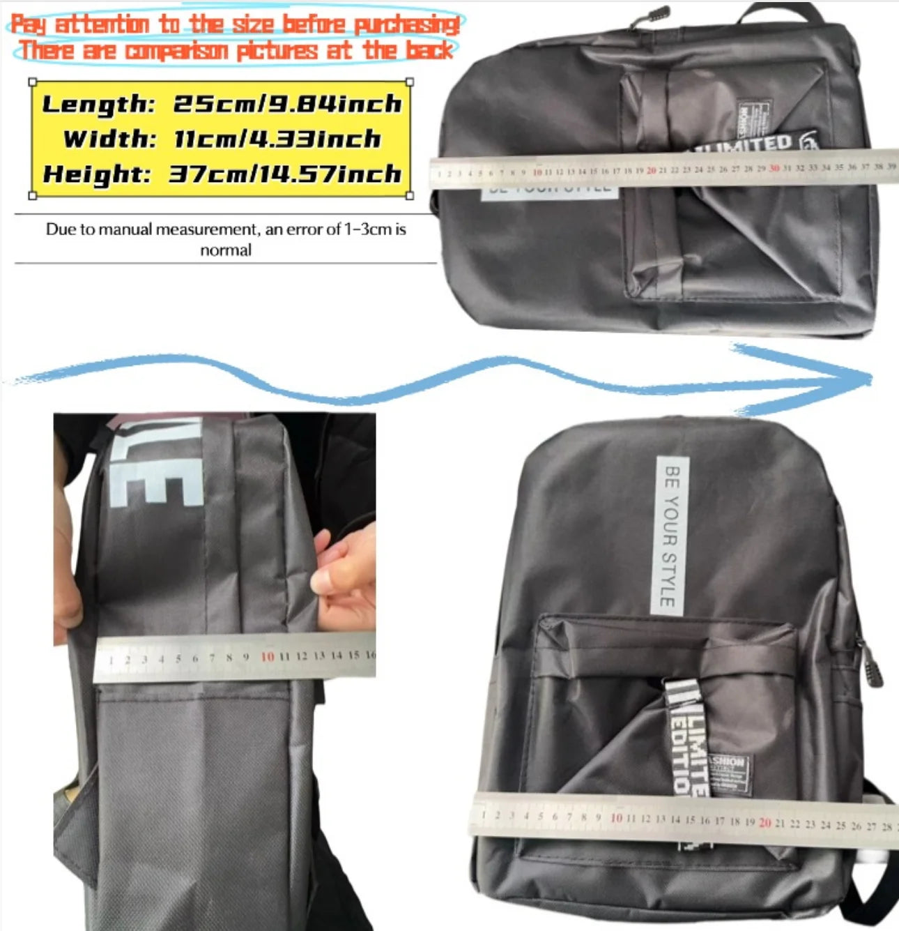 Fashion trend backpack backpack for men and women junior high school high school student bag large capacity korean version of th