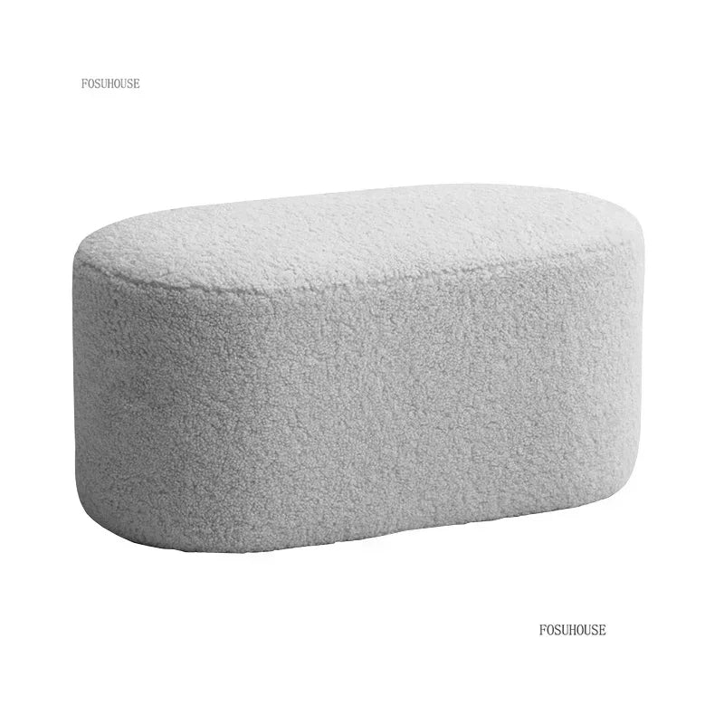 Modern Living Room Furniture Minimalist Shoe Changing Stool Nordic Lambswool Footrest Leisure Ottomans Designer Hallway Ottoman
