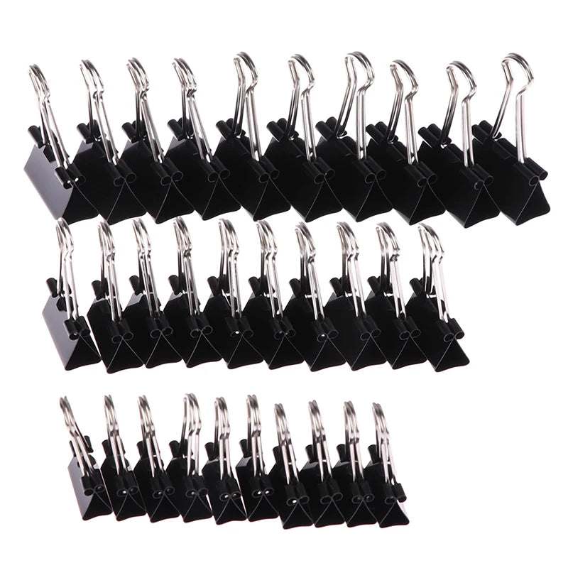 10pcs Black Metal Binder Clips – 19/25/32mm