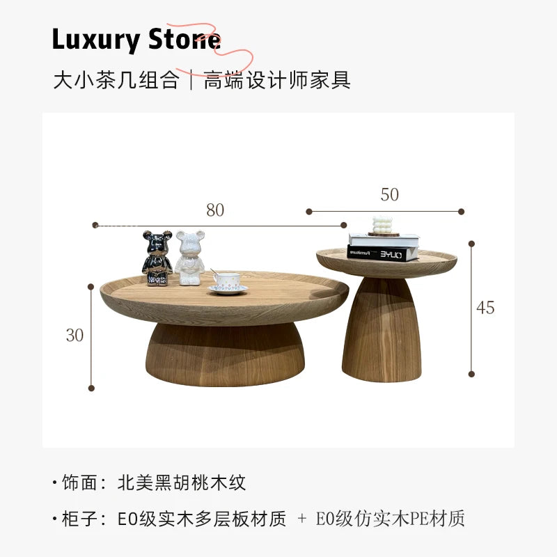 Round Creative Coffee Table Black Walnut Wood Combination Design Coffee Table Built in Design Minimalist furniture accessories