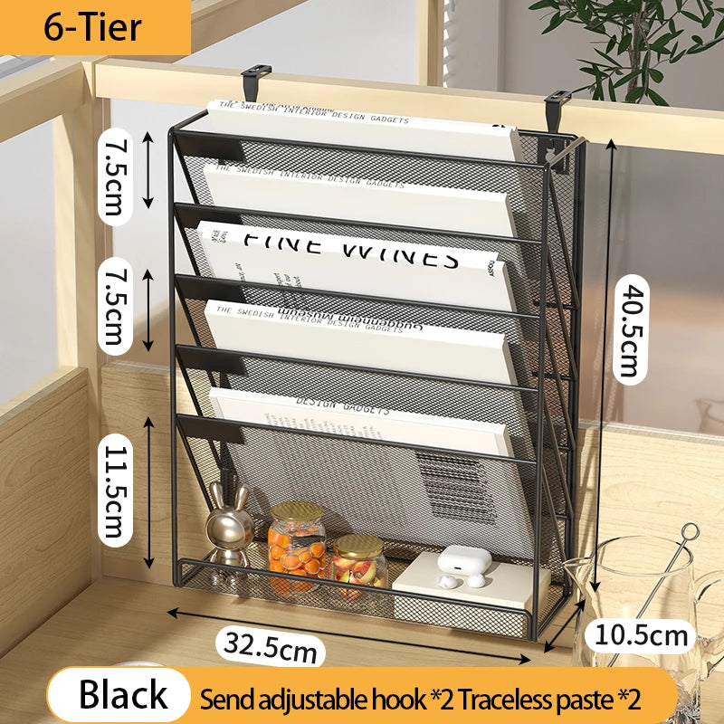 5-Tier Mesh Desk File Organizer – Wall Mount & Desktop