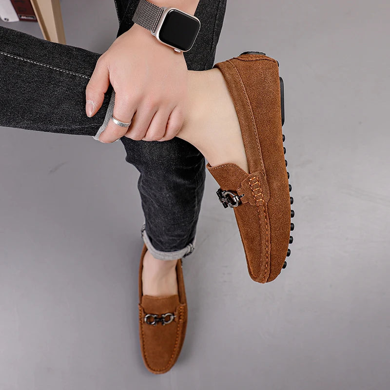 Handmade Suede Leather Men’s Slip-On Loafers