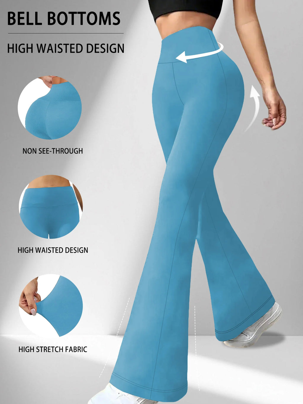 Women's Super Soft Flare Pants High Waisted Tummy Control Workout Yoga Push Up Gym Fitness Long Leggings Bell Bottoms