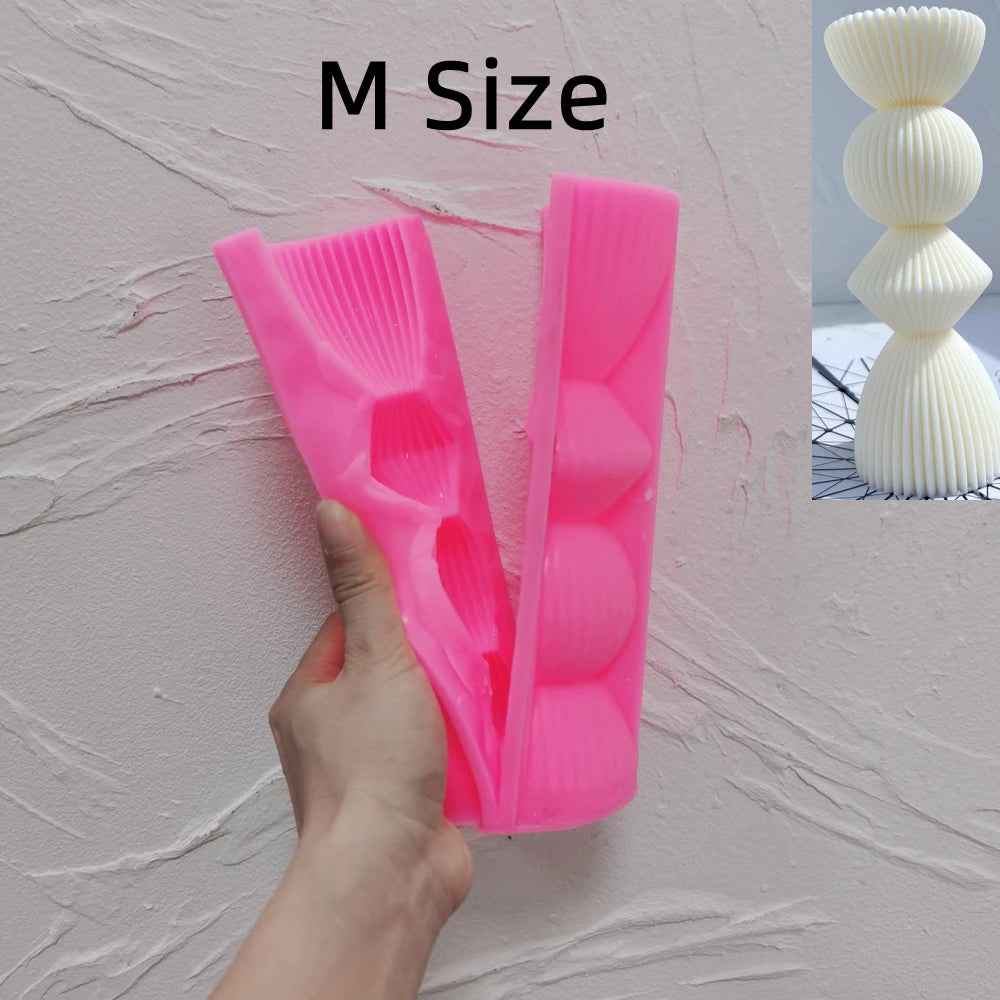 Two Sizes Ribbed Pillar Candle Silicone Mold