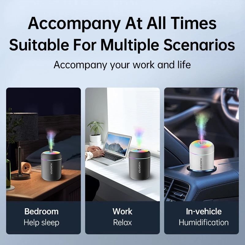 Mini USB Air Humidifier – 180ML Aroma Diffuser for Home & Car