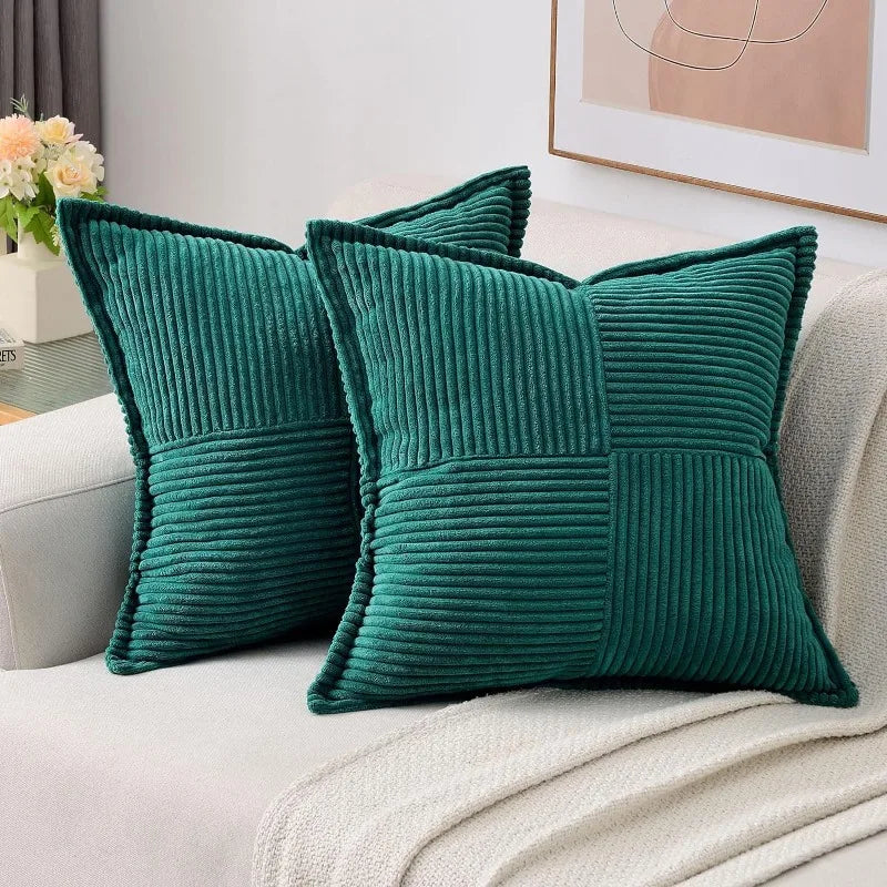 Solid Color Striped Corduroy Pillow Cushion Cover - Minimalist Sofa Backrest Cushion Office Lumbar Support Pillow Case for Nap