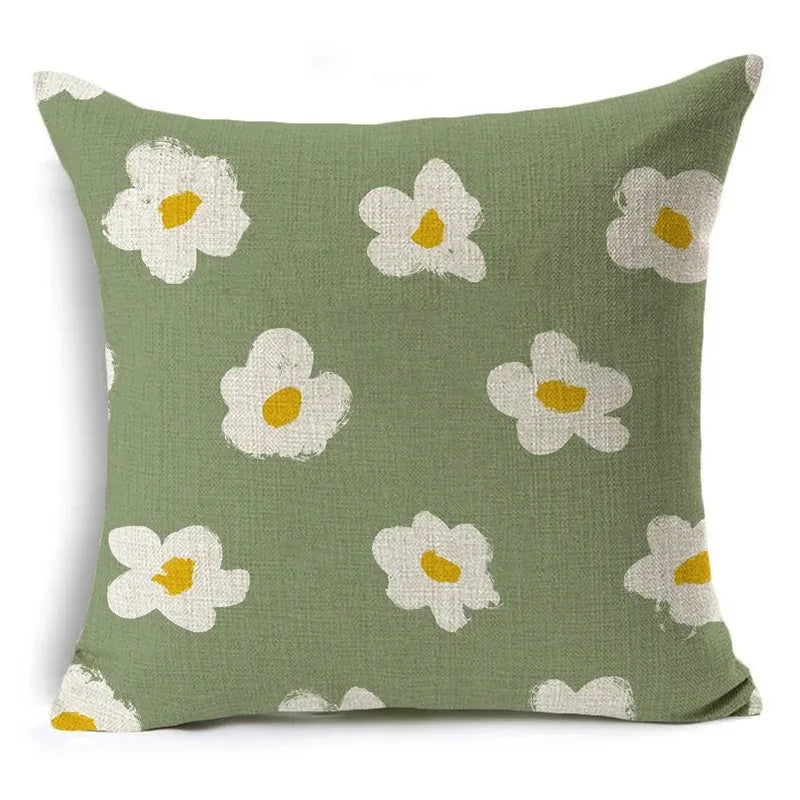 Green Pattern Decorative Cushion Cover Floral Pillow Cover for Car Sofa Decorative Pillow Cover Home Pillow