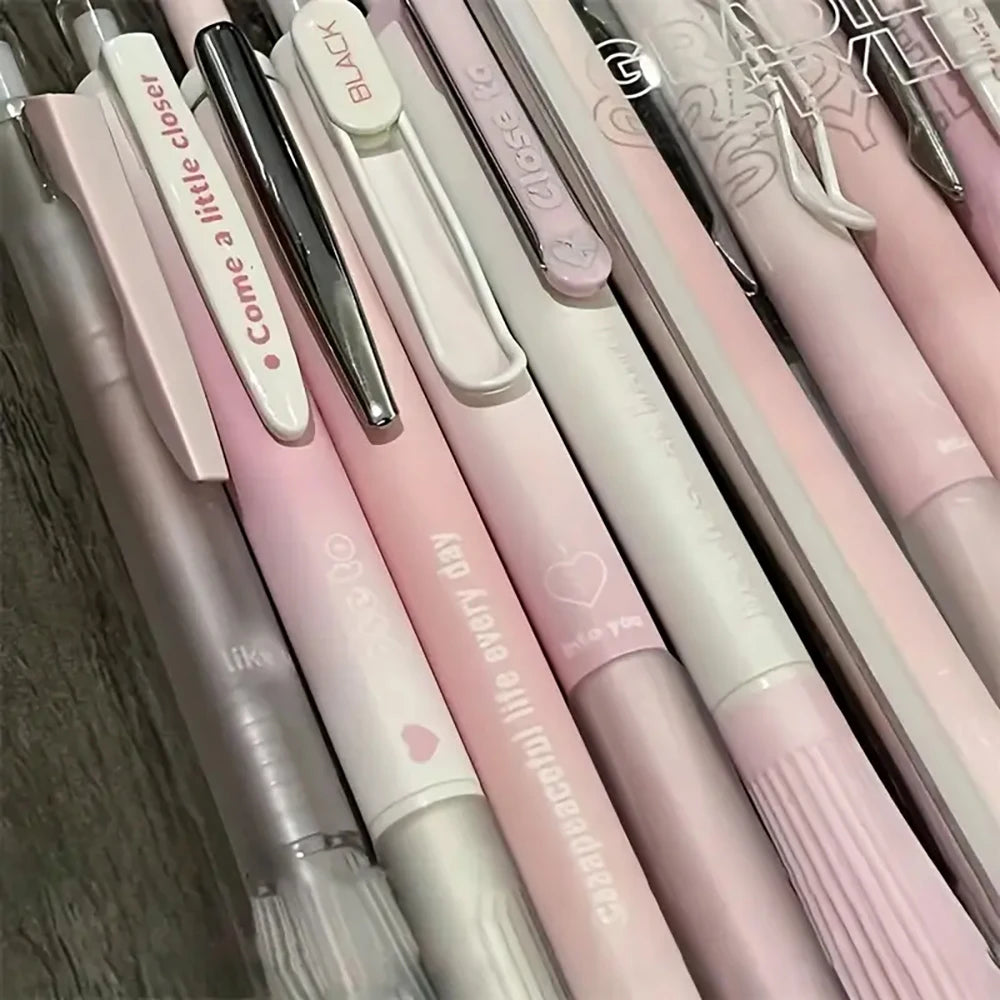 5pcs Pink Retractable Gel Pens – 0.5mm Black Ink