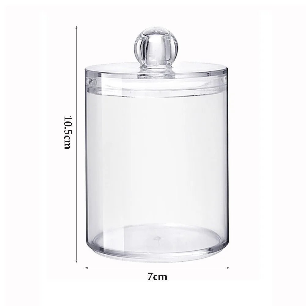 Acrylic Cosmetics Storage Box Transparent Bamboo Lid Container Storage Case Round Jewelry Storage Organizer Box Living Room