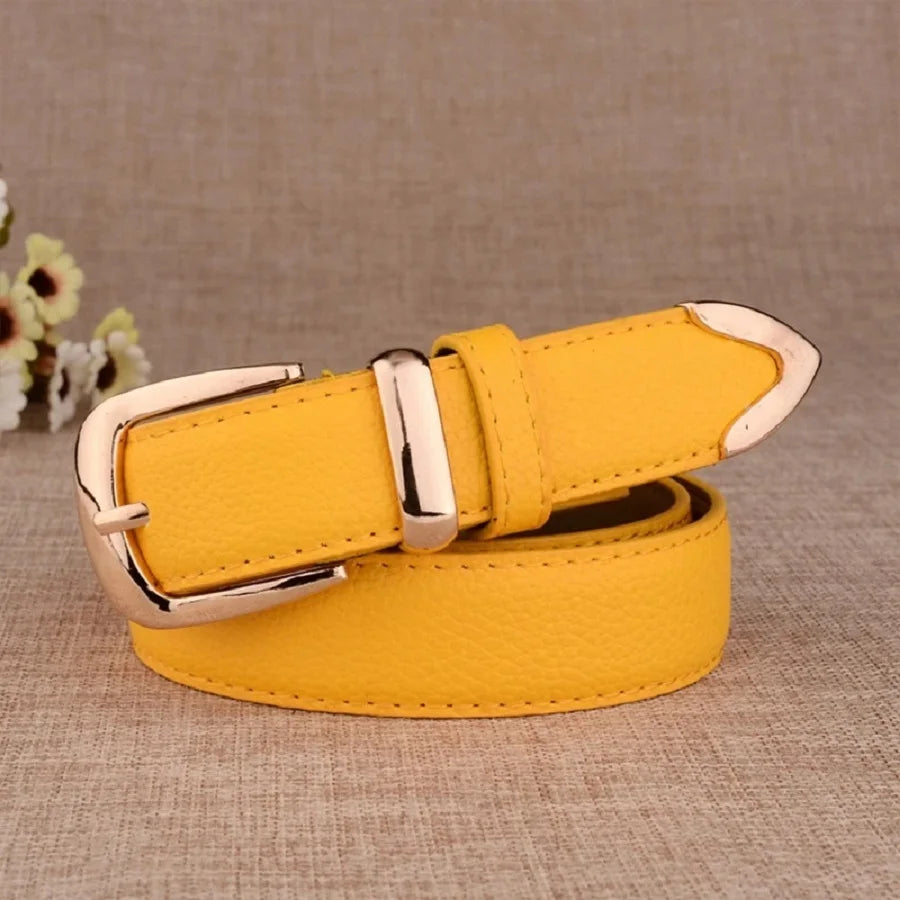 Women White Leather Trouser Belt