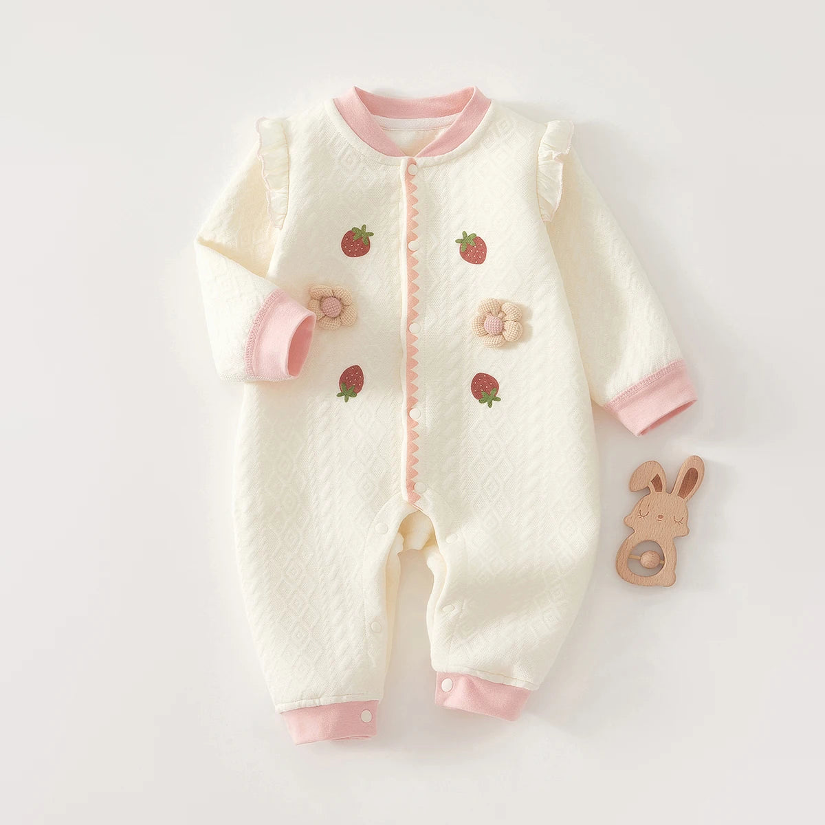 Silk-Lined Autumn Baby Romper – Full-Month Outfit