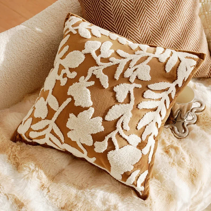 30X50/45X45CM Brown Throw Pillow Cover French Light Luxury Forest Stamping Waist Cushion Cover Decor Home Decorative Pillowcase