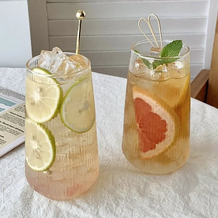 Striped Glass Drinking Cup