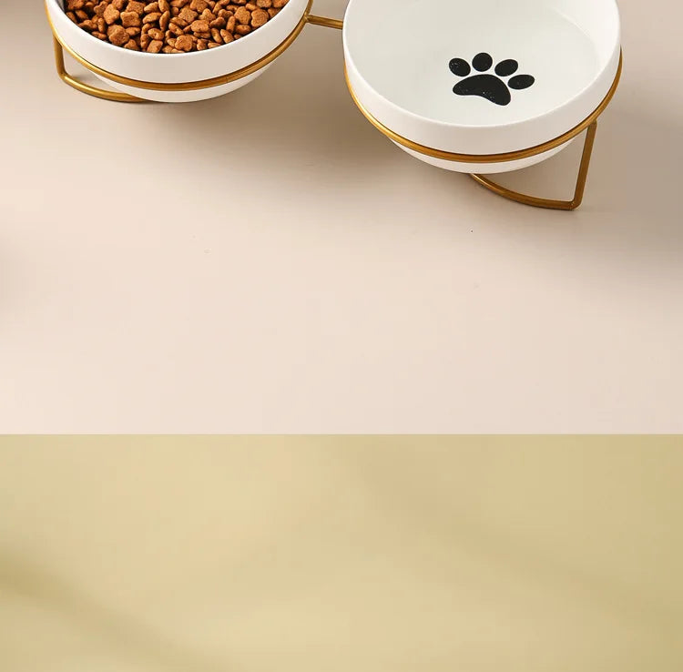 Ceramic Double Pet Bowl – Cervical Protection