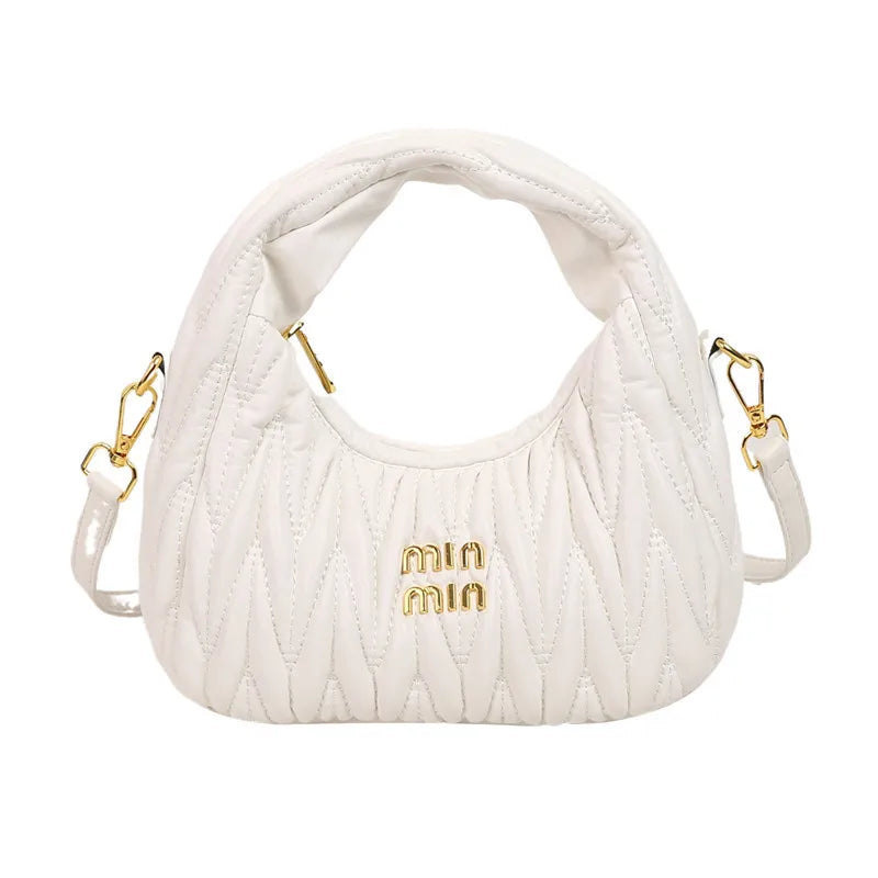 Designer Women Handbags 2025 French Women's Bag Pleated Miu Niche Trendy Handbag Crescent Bag Ins Single Shoulder Crossbody Bag