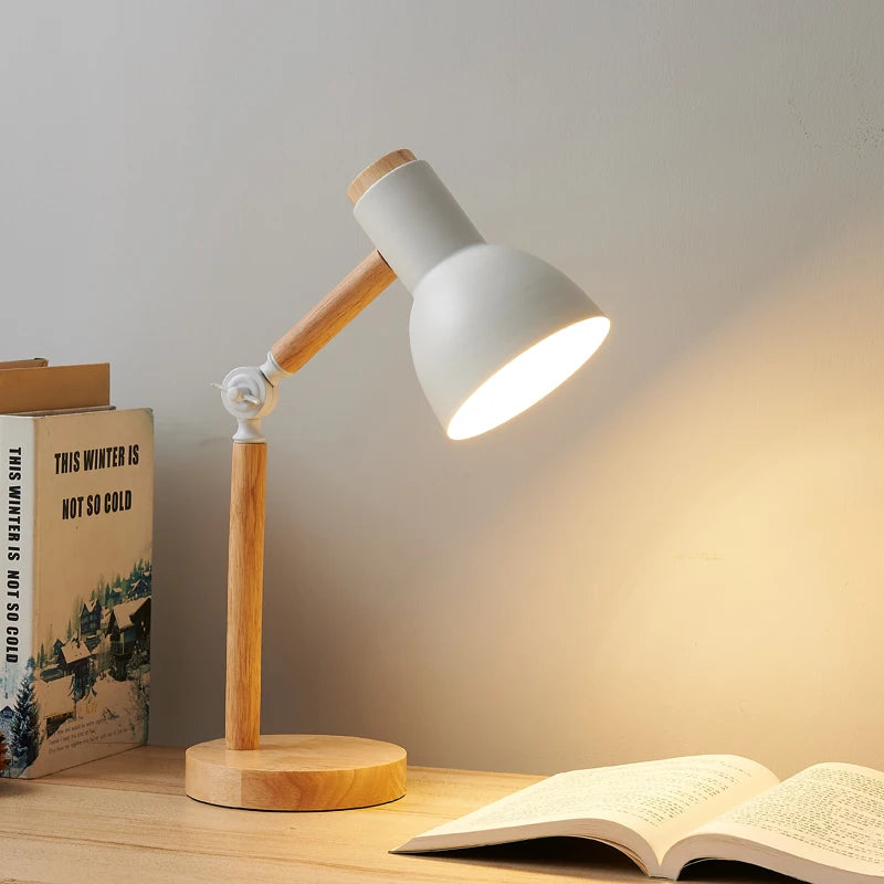 Creative Nordic Wooden LED Table Lamp – Bedside & Desk
