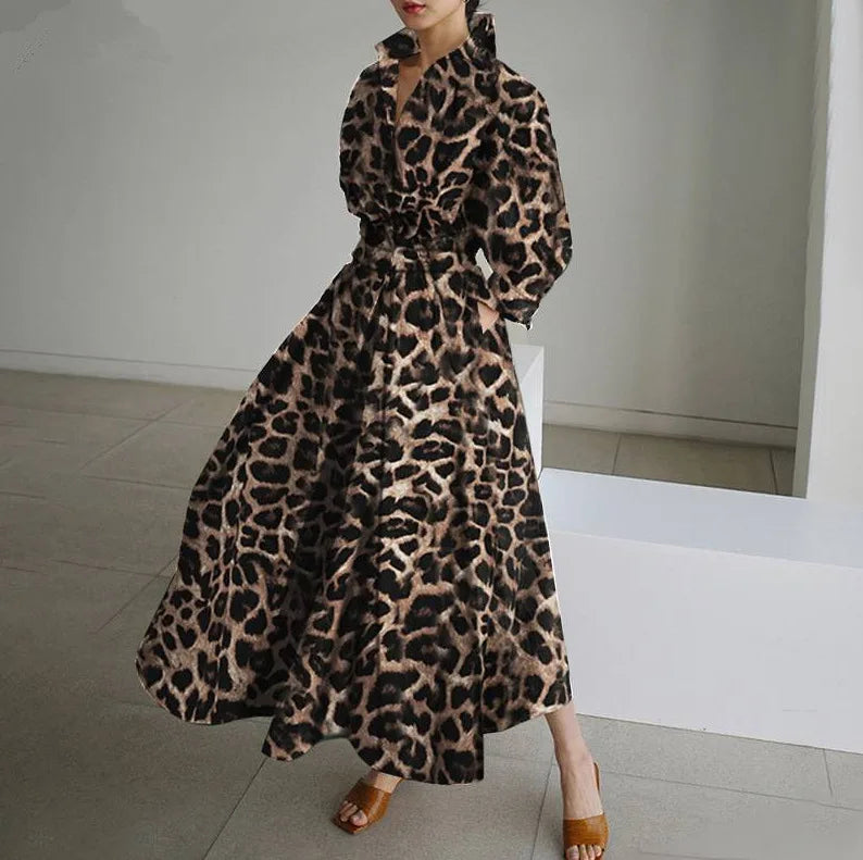 2026 Women's Oversized Elegant Cotton Linen Sundress Lapel Neck High Waist Long Sleeve Long Shirt Dress OL Vestidos Robe Femme