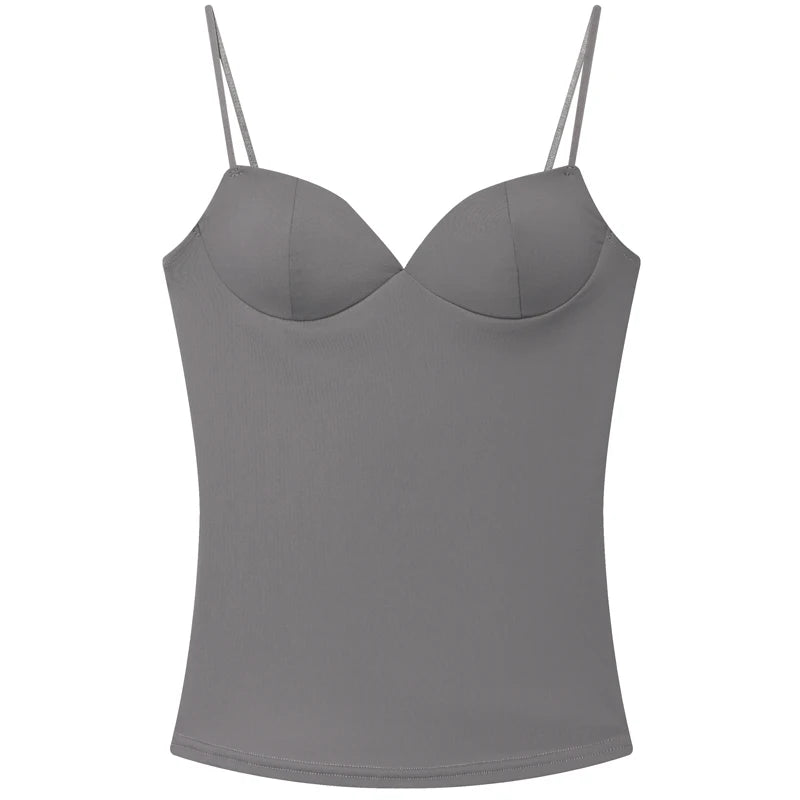 HXAO Sexy Women Corset Slip Top Summer Burgundy Tanks & Camis Elegant Sleeveless Backless Cup Top Spandex Nylon Bustier Camisole
