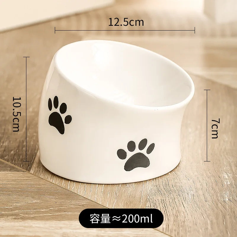 Tilted Elevated Ceramic Cat Bowl (Food & Water)