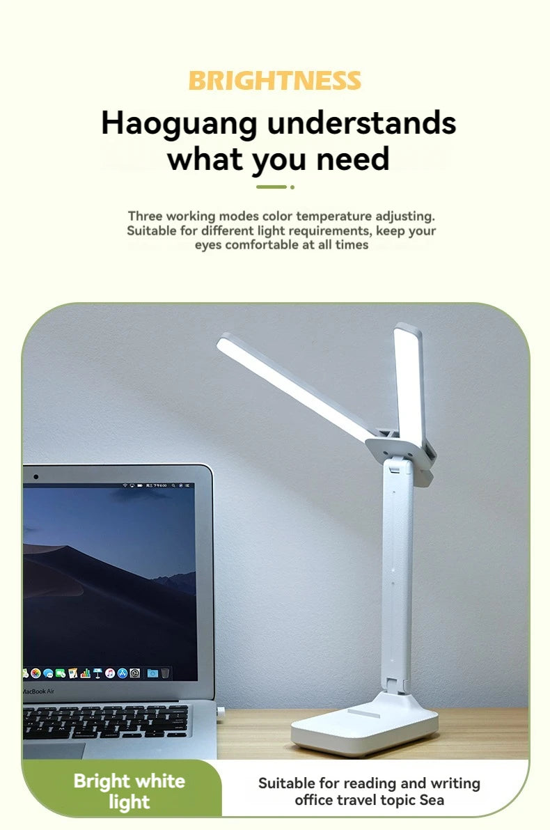 Dual-Head LED Desk Lamp – Foldable & Dimmable