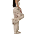 Women's Fashion Drawstring Both Sides Casual Elastic Waist Sports Pants High waist Loose Wide Leg Pants Trousers