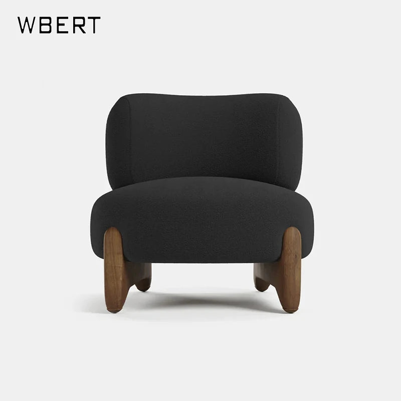 WBERT Nordic Light Luxury Fabric Solid Wood Arc Sofa Designer Simple Small Family Residential Single Leisure Sofa