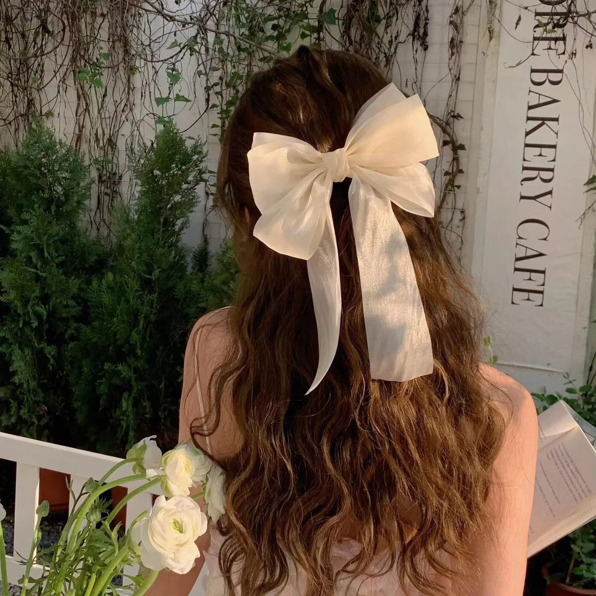 Women Elegant Lace Bow Ribbon Hair Clips Solid Color Satin Заколка Бант Girls Korean Hairpins Party Headdress Hair Accessories