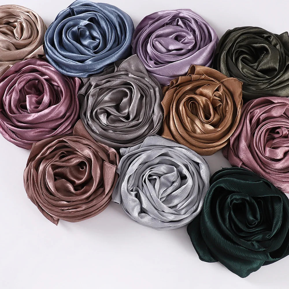 Chiffon Hijab Silk Scarf For Women Scarves Luxury Bandana Headband Headscarf Shawl Chic Muslim Woman Turban Hijabs