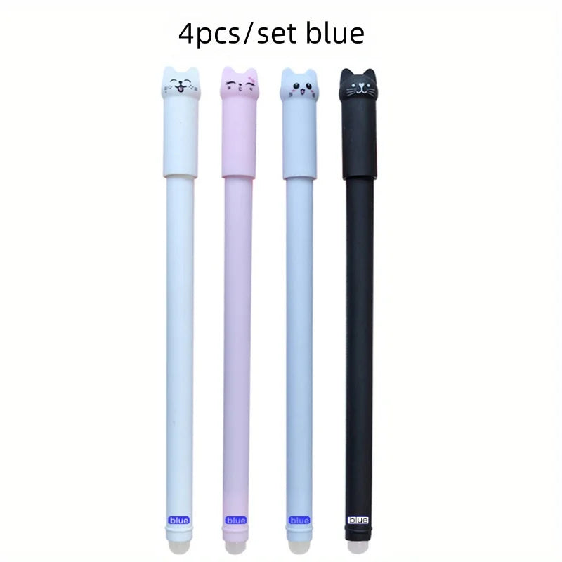 Cat Erasable Gel Pen Set – 0.5mm, 4/8/12pcs