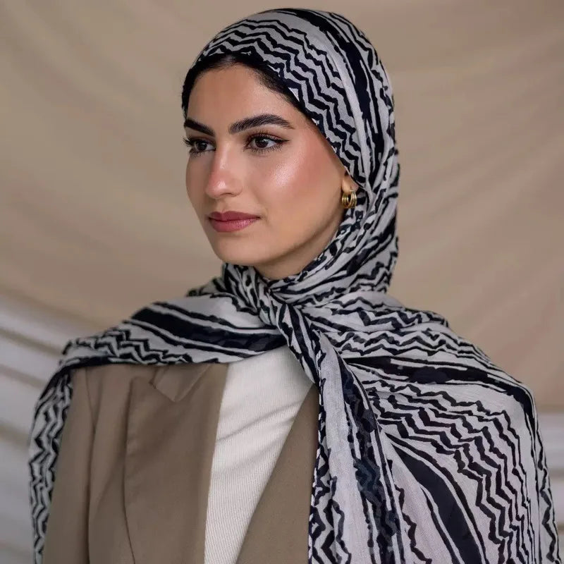 Big Size Kuffiyeh Prints Hijab Cotton Scarf Breathable Soft Long Fashion Forward Scarves Headscarf Muslim Hijabs Shawl Ramadan