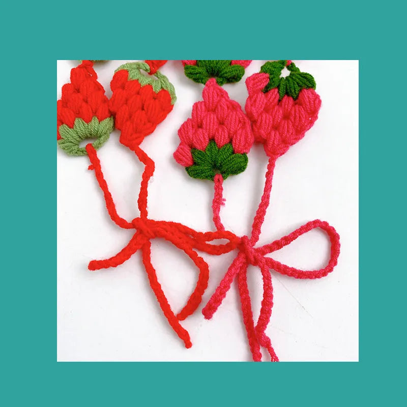 Small Strawberry Headband Crochet Sweet Cute Hair Band Women Scarf Headbands Bandanas Wide Elastic Hairbands Fashion Accessories