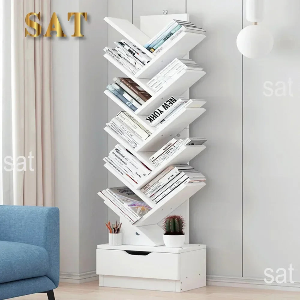 Tree-Shaped Wooden Bookshelf – Floor Standing