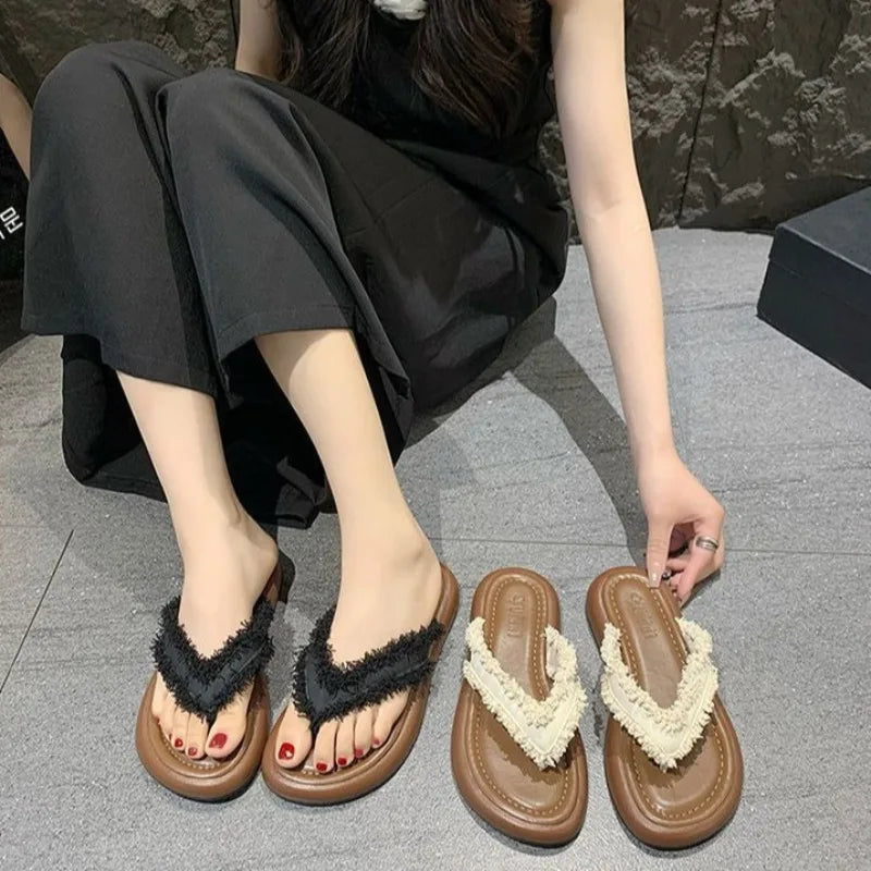Women Roman Cool Slippers Retro Flip Flops Fashion Sandal Beach Versatile Shoes Vacation Casual Beach Flat Shoes Sandalias Mujer