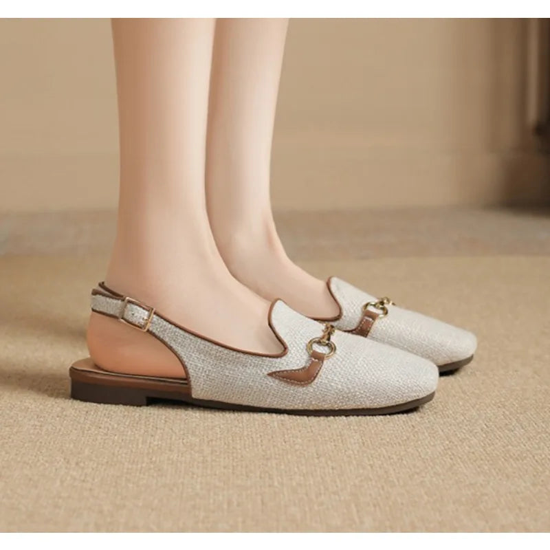 New Women Platform Sandals Anti-slip Closed Toe Metal Shoes Women Flat Outdoor Round Toe Wedge Sandals Women Sandalias De Mujer