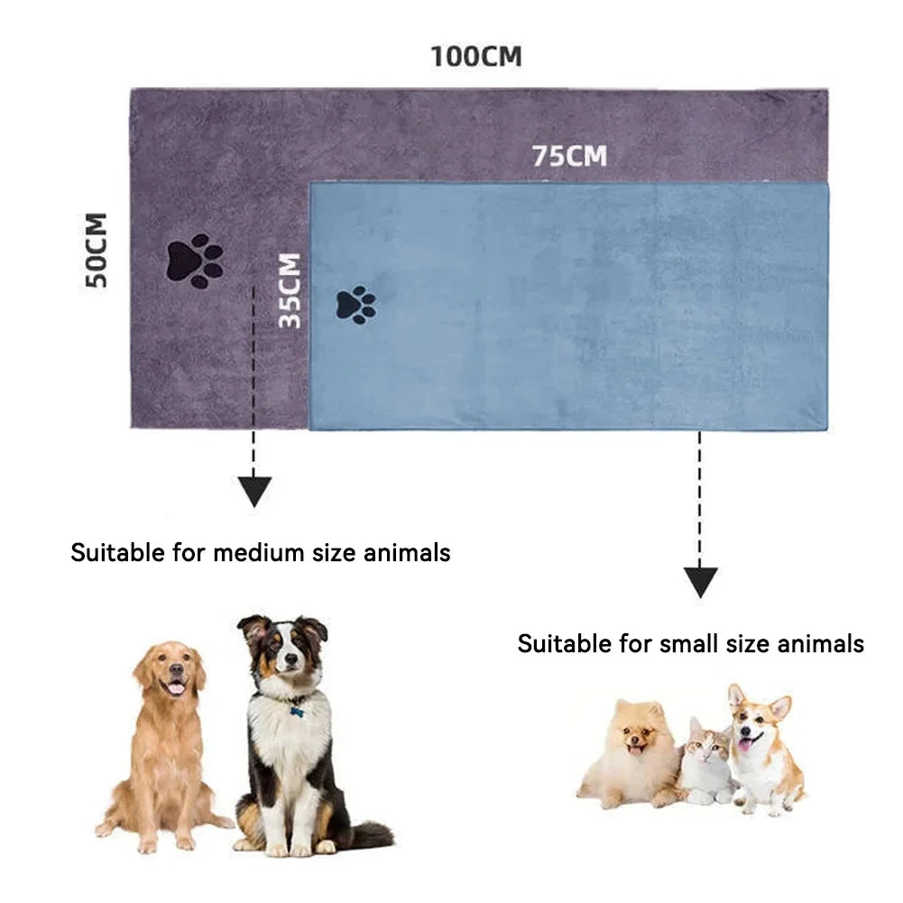 Microfiber Pet Bath Towel – 3 Sizes