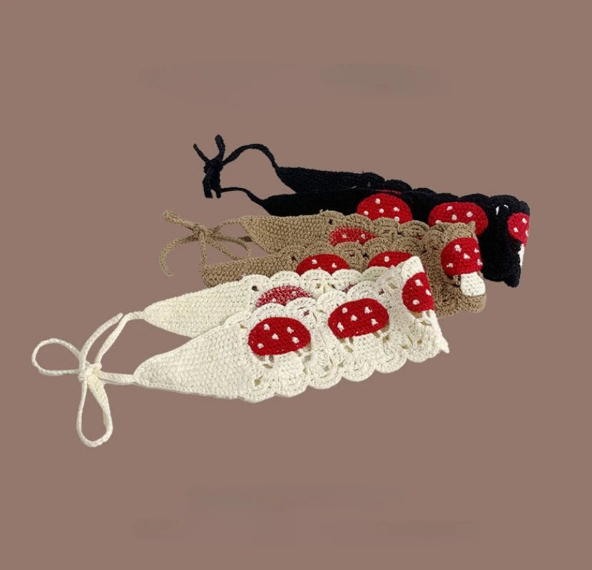 Small Strawberry Headband Crochet Sweet Cute Hair Band Women Scarf Headbands Bandanas Wide Elastic Hairbands Fashion Accessories