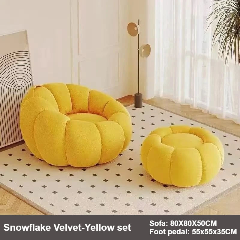Lazy Pumpkin Sofa Nordic Style Single Sofa Chair EPS Particle Filling Soft Comfortable Home Living Room Balcony Bedroom Sofa Set