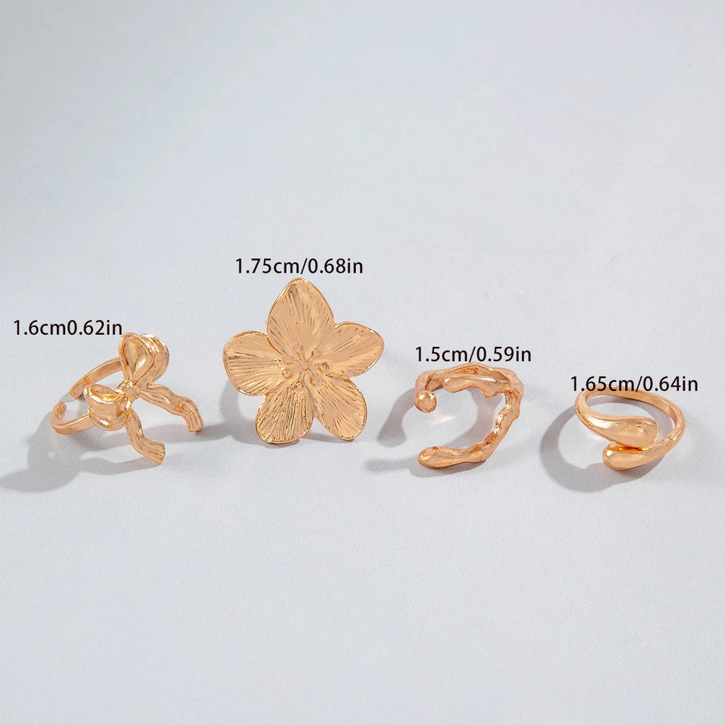 Tocona 2024 New Trendy Geometric Gold Silver Colour Set Rings for Women Adjustable Finger Ring Party Wedding Jewelry Accessories