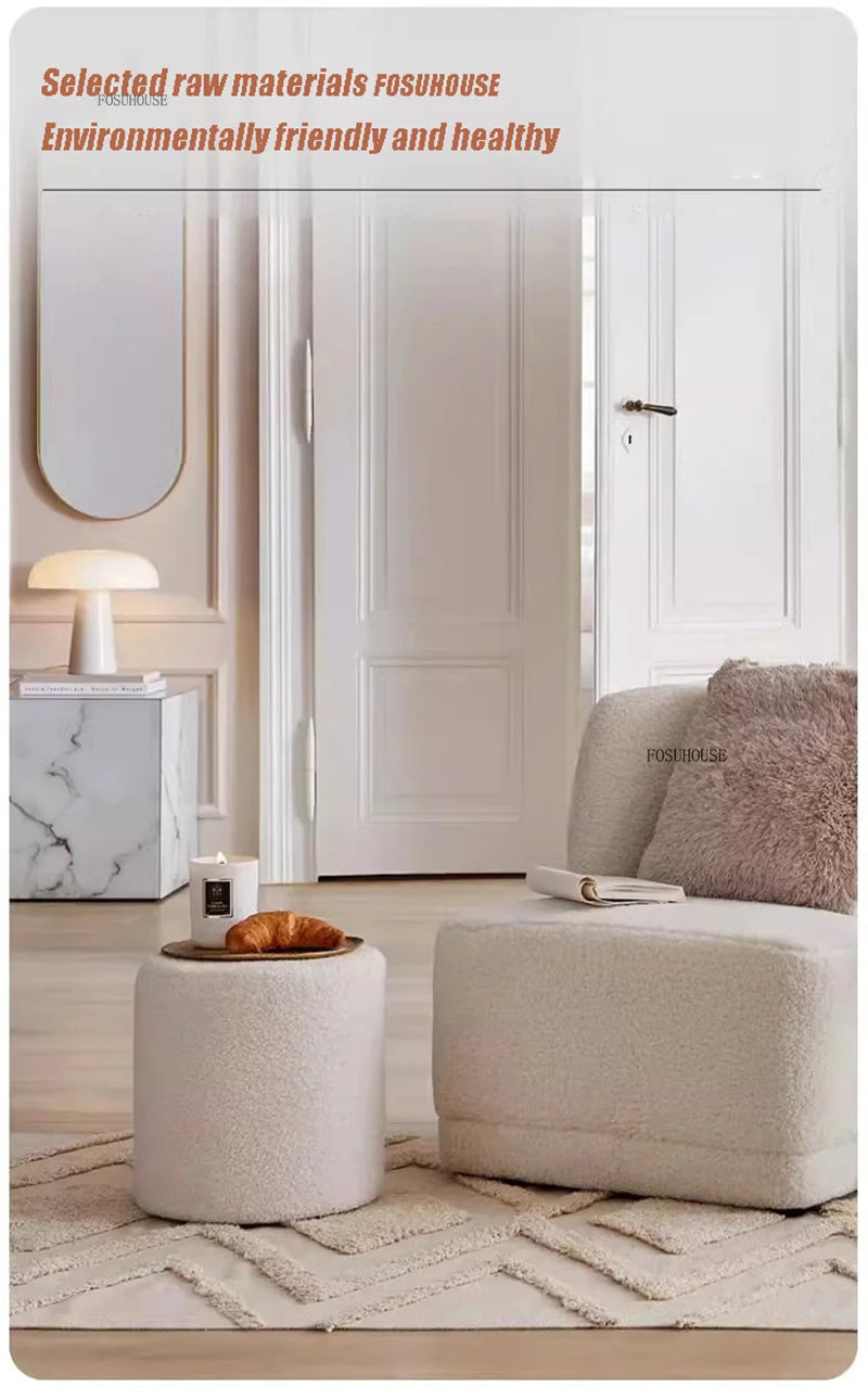 Modern Living Room Furniture Minimalist Shoe Changing Stool Nordic Lambswool Footrest Leisure Ottomans Designer Hallway Ottoman